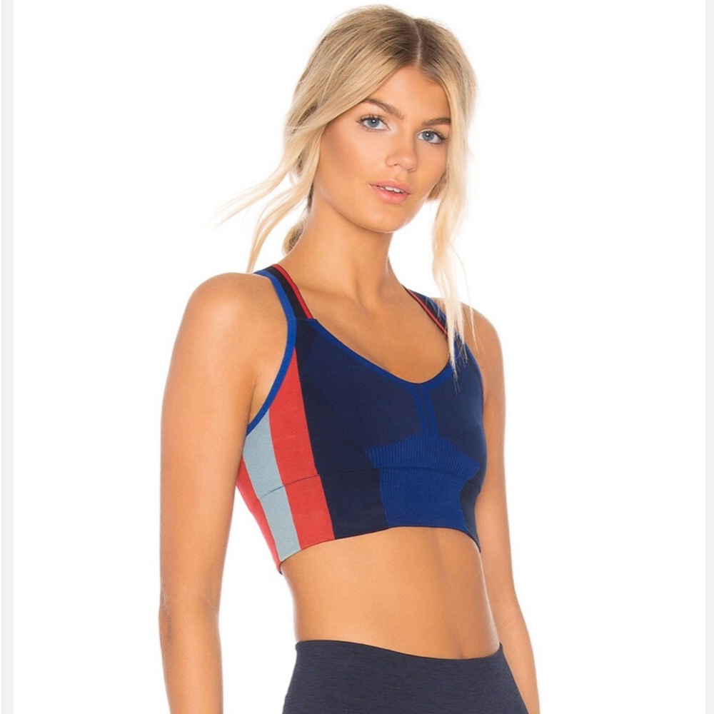 NWT Bandier LNDR Trigger Seamless Sports Bra Top, Navy, Blue, Red SOLD OUT